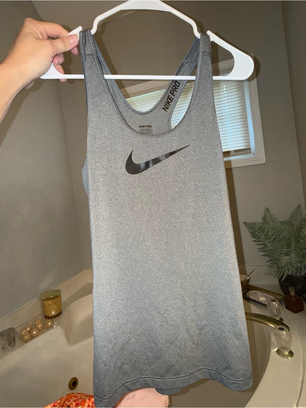 Nike Gray Racerback Performance Tank with Black Swoosh